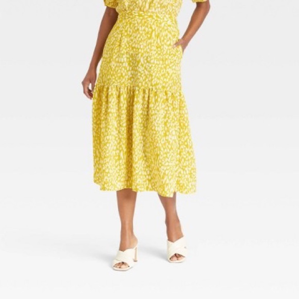 Who What Wear™ Tiered Skirt - Citrus Leopard Print